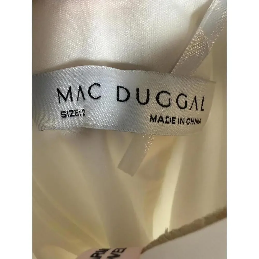 Mac Duggal One Sleeve Tuxedo Dress White Size 2 NWT - Picture 11 of 11